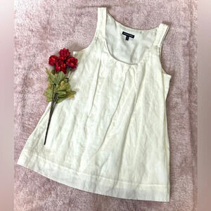 Eileen Fisher Pleated Shadow Stripe Silk Tank Top - XS